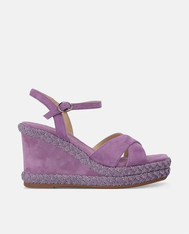 alma-en-pena-damen-keil-sandalen-violett-flecht-riemen-strass-9-8-cm image 1