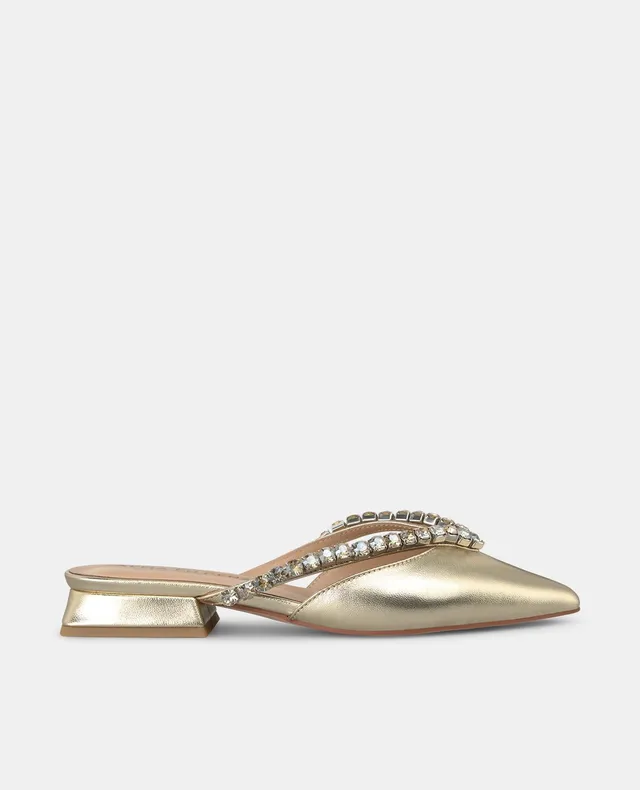 alma-en-pena-mule-mit-strass-riemen-goldener-spitzenschuh-2-cm image 1