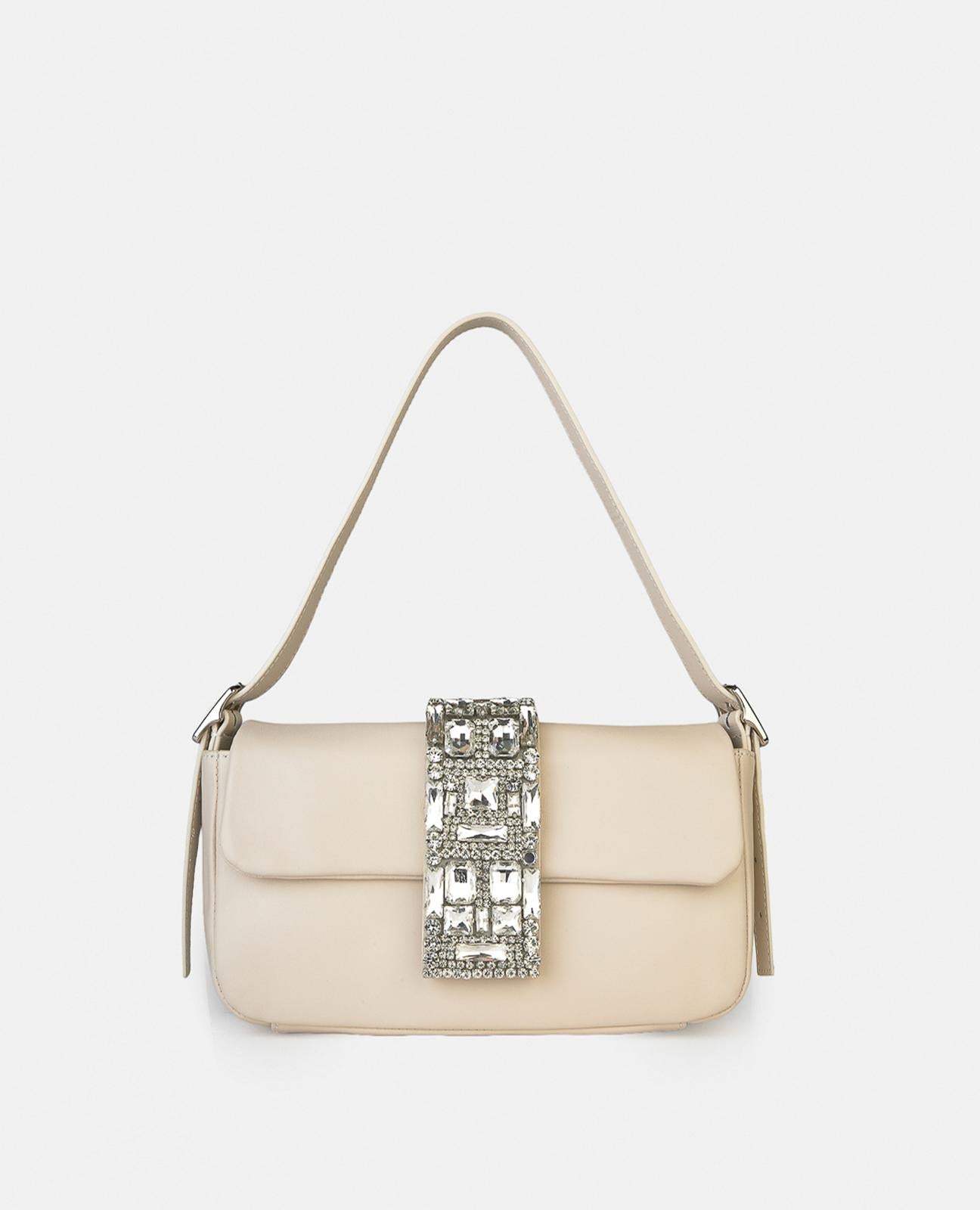 alma-en-pena-clutch-grau-leder-strass-verschluss image 1