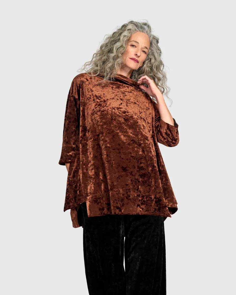 alembika-crushed-velvet-trapeze-top-tunika-maple image 1