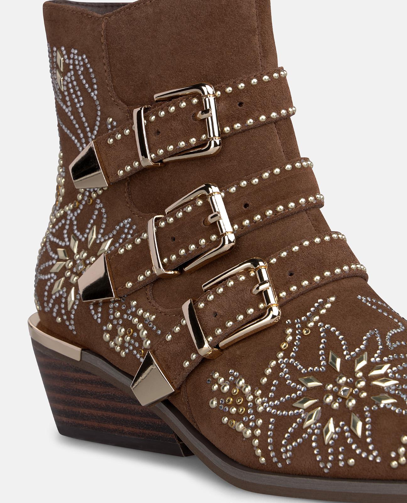 alma-en-pena-suede-ankle-boots-damen-stiefeletten-camel-strass-4-5cm image 4