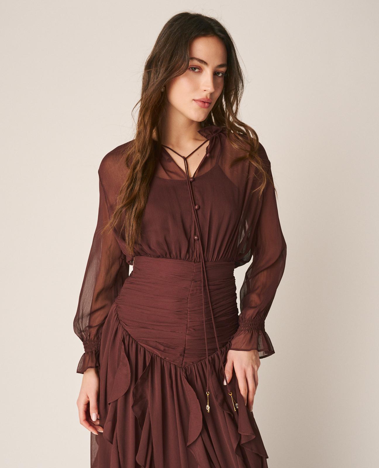 alma-en-pena-ruffle-skirt-midi-rock-braun image 2