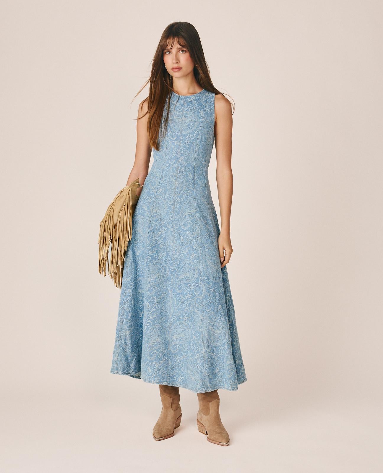 alma-en-pena-paisley-jacquard-maxikleid-blau-rmellos image 3