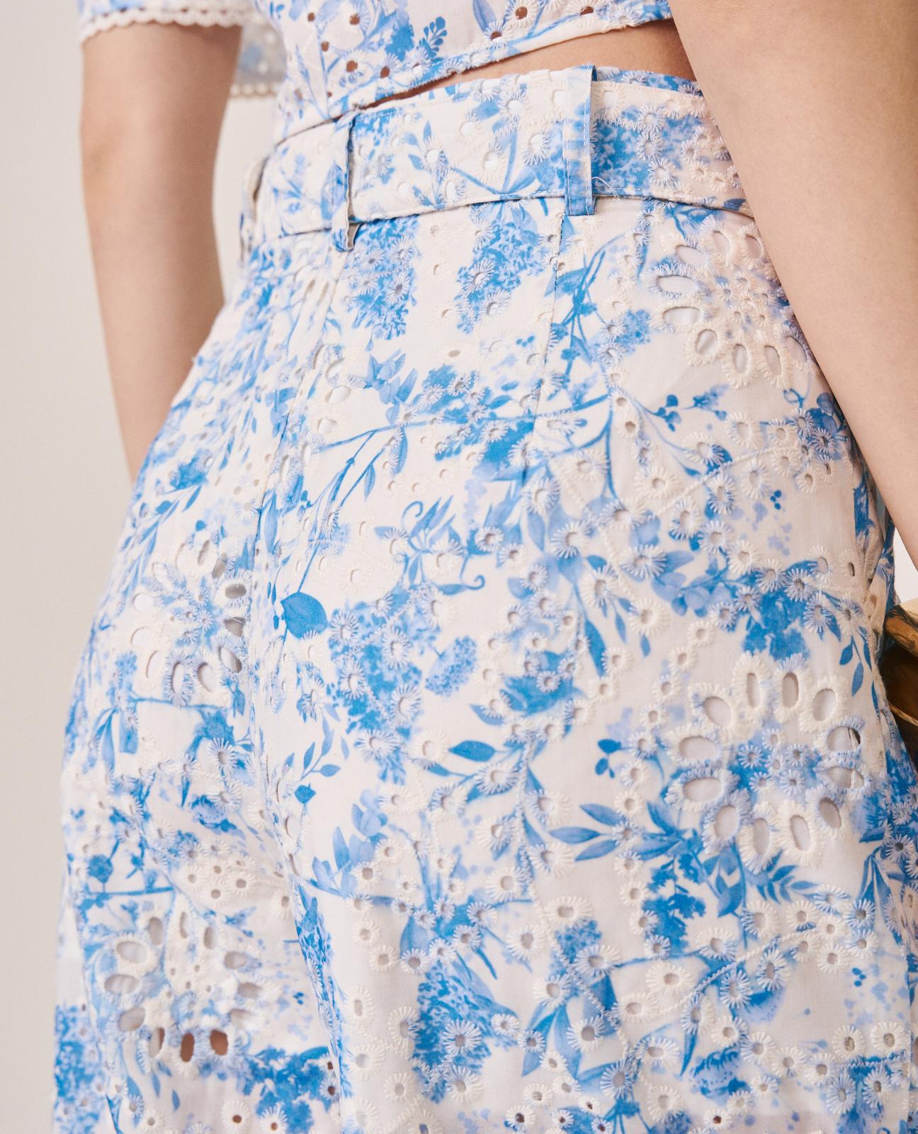 alma-en-pena-wide-leg-hose-plissee-blumen-blau image 8