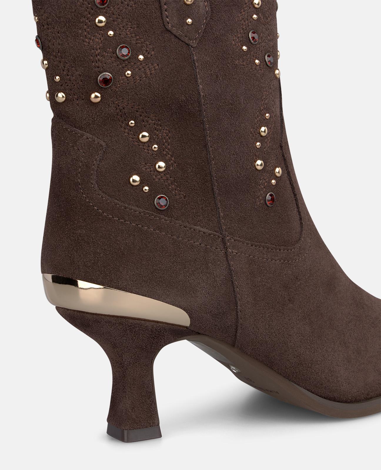 alma-en-pena-suede-cowboy-boots-mit-nieten-braun-6-cm-absatz image 4