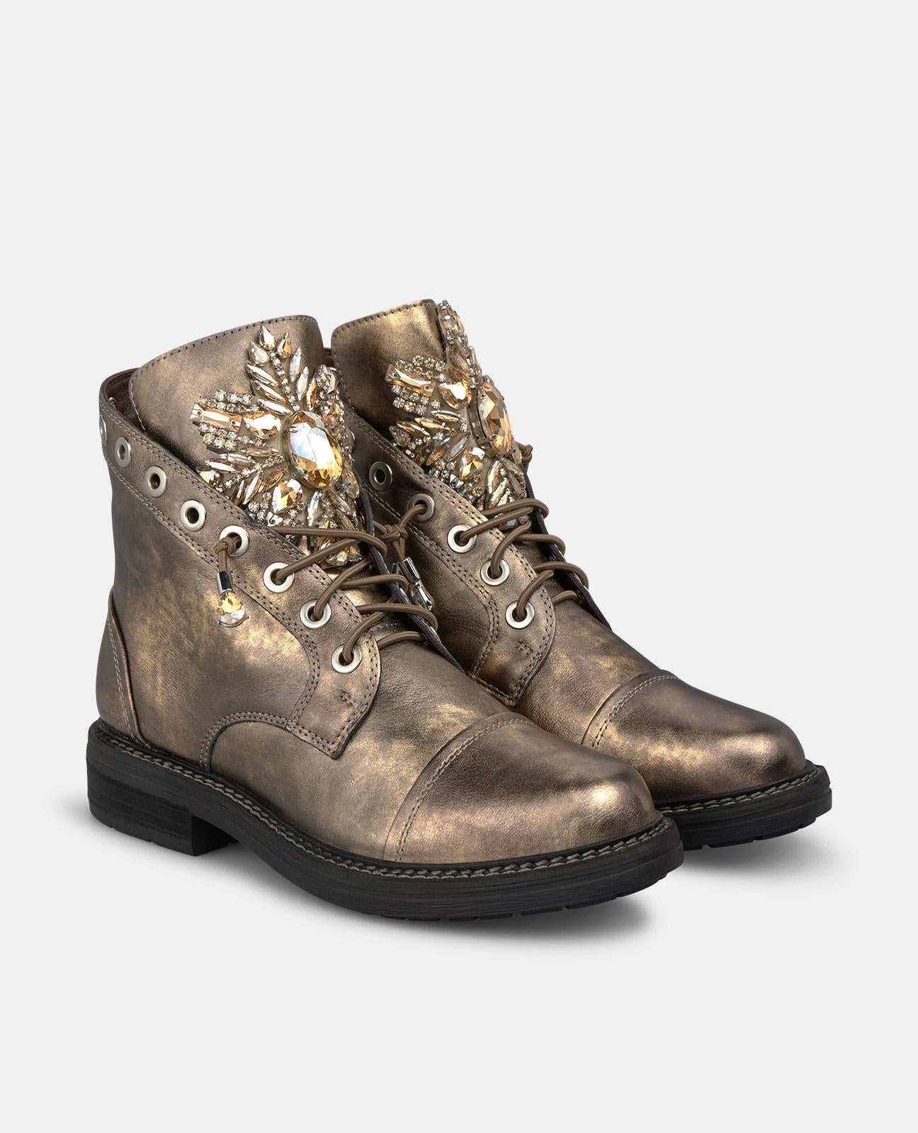 alma-en-pena-military-loot-bronze-damen-schn-r-stiefeletten-leder-flach-3-cm image 2