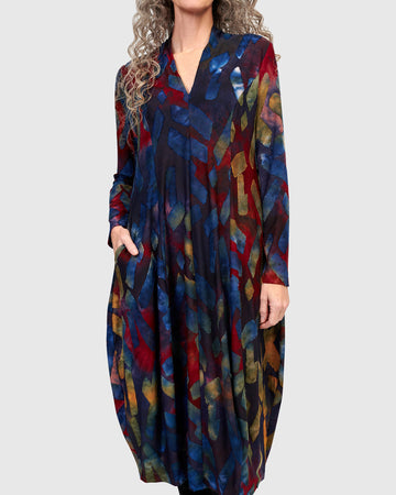 alembika-sunburst-cocoon-kleid-abstract-midi image 2