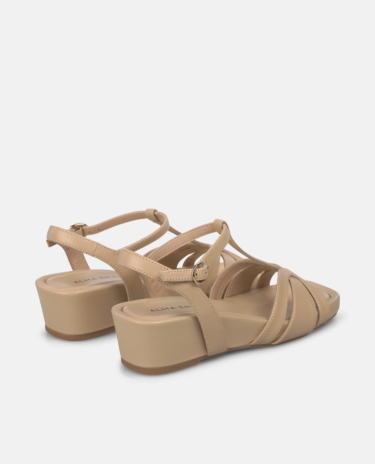 alma-en-pena-wedge-sandalen-mit-doppel-kreuzriemen-nappaleder-arena-4-5-cm image 3