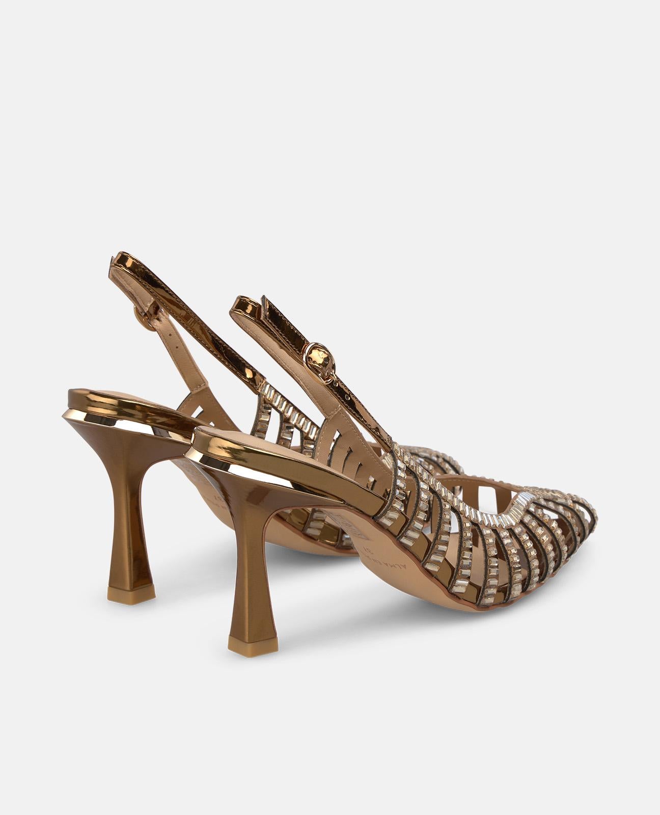 alma-en-pena-metallic-grille-pumps-bronze-8-cm image 3