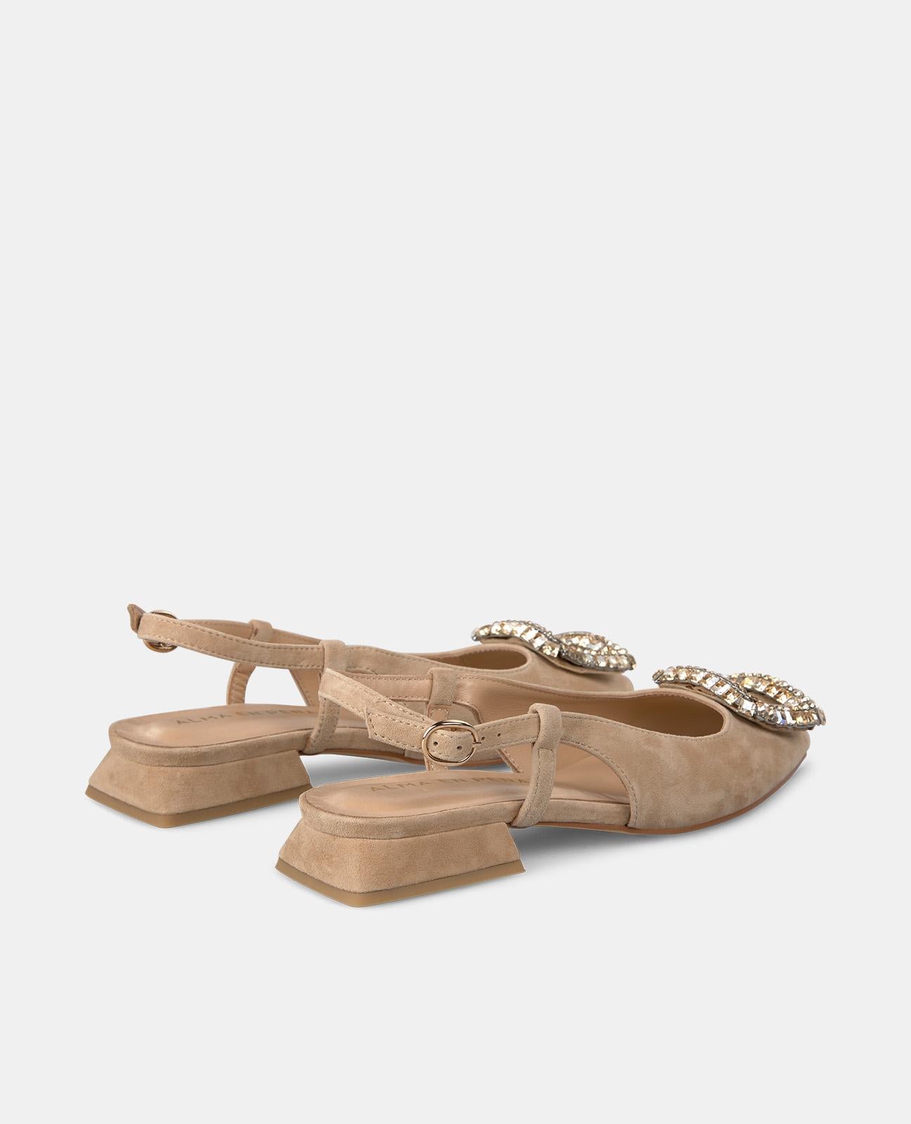 alma-en-pena-flache-brogue-schuhe-sandfarbene-ballerinas-mit-strass image 3