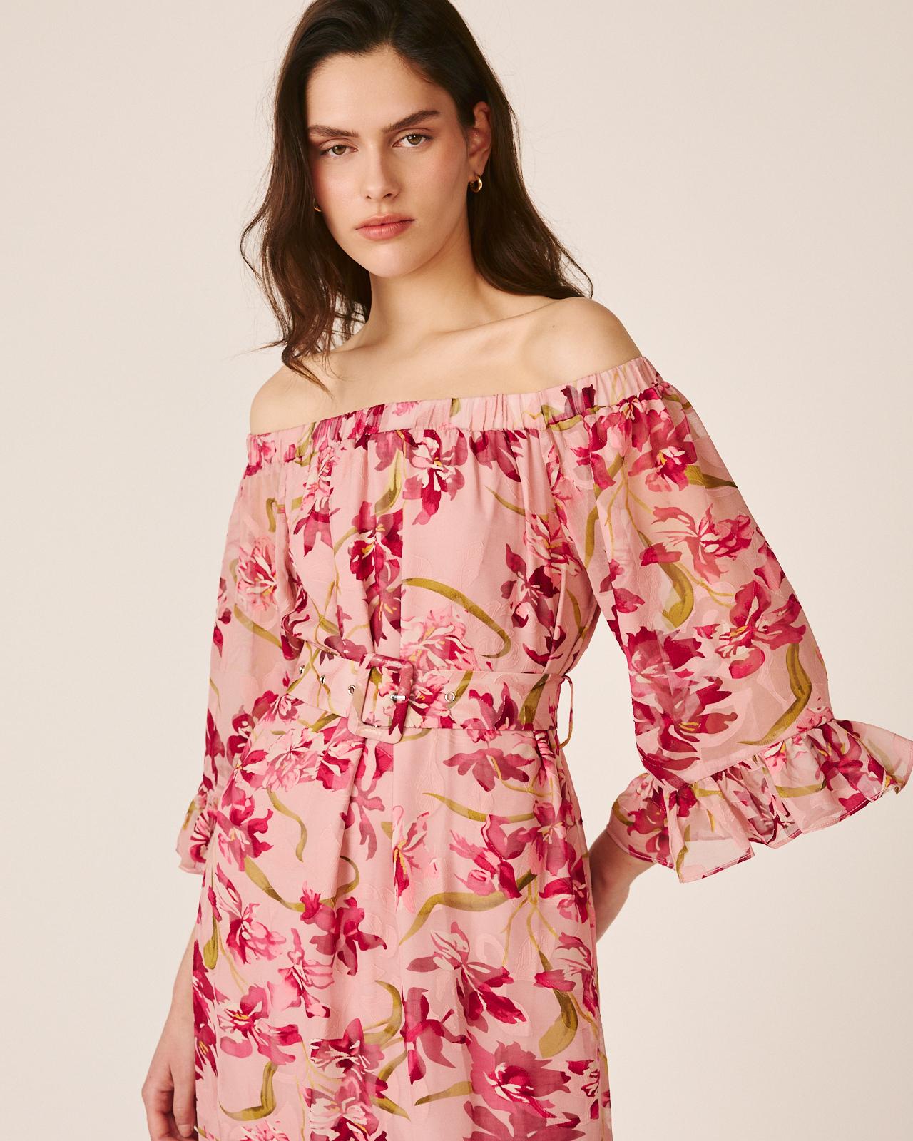 alma-en-pena-midikleid-mit-trompeten-rmeln-rosa image 5