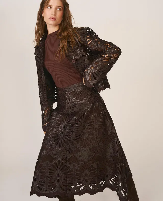 alma-en-pena-kunstleder-jacke-openwork-arabeske-bordeaux image 1