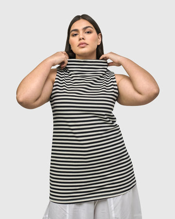 alembika-urban-stripes-top-schwarz-rmellos-mockneck image 3