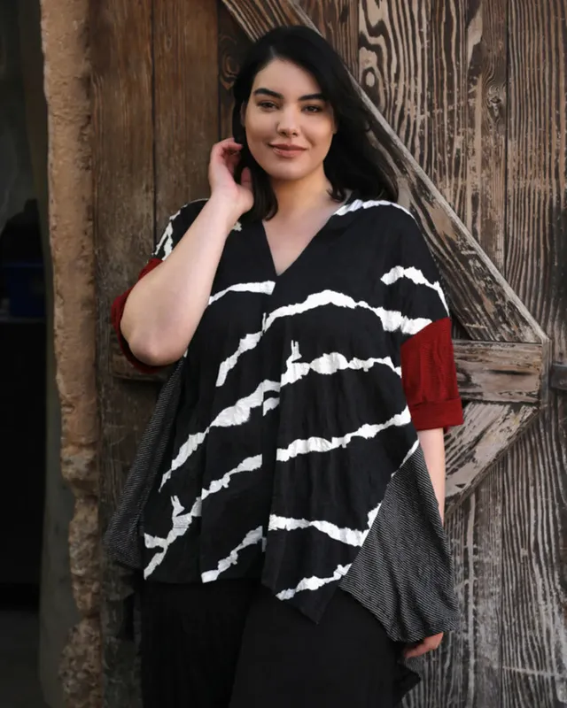 alembika-kat-crinkle-trapeze-top-tunika-rot image 1