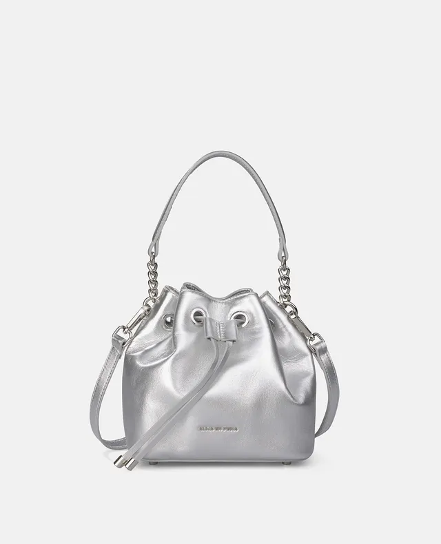 alma-en-pena-candy-tasche-leder-silber-mit-griff image 1