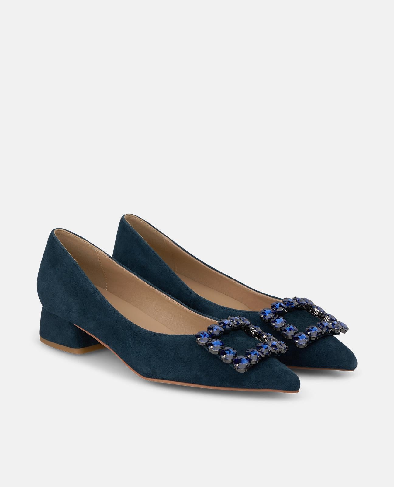alma-en-pena-leder-ballerina-mit-blume-blau-3-5-cm image 2