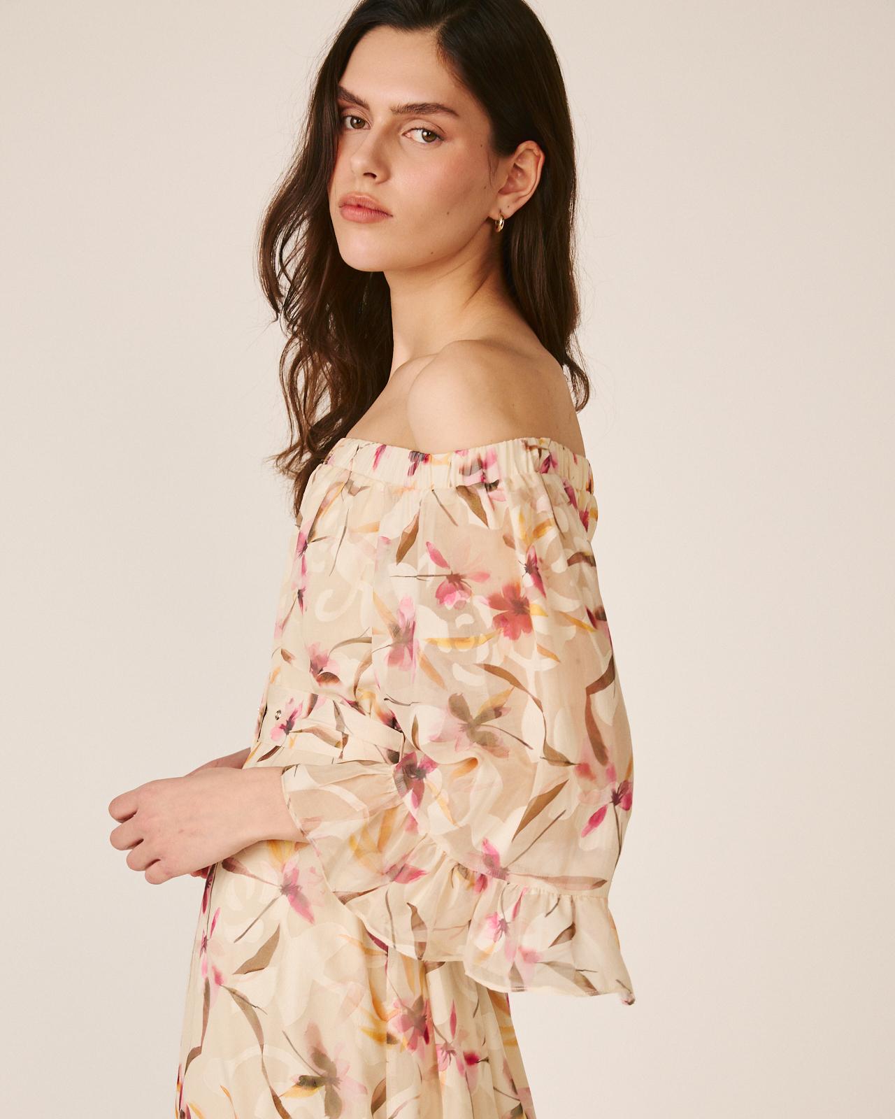 alma-en-pena-alfa-63209-midi-kleid-rosa-mit-carmen-ausschnitt image 3