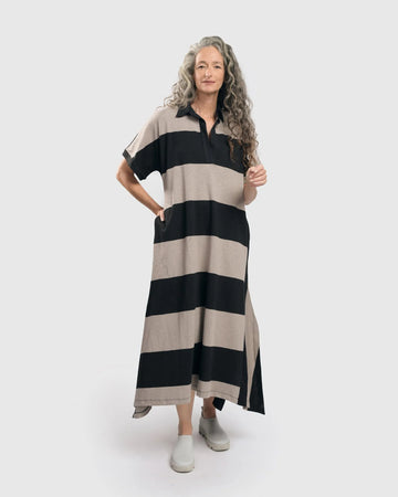 alembika-urban-marci-rugby-stripe-maxi-dress-ash-black image 2