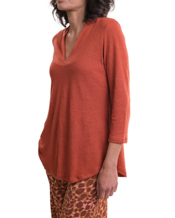 alembika-essential-linen-v-ausschnitt-top-damen-orange image 3