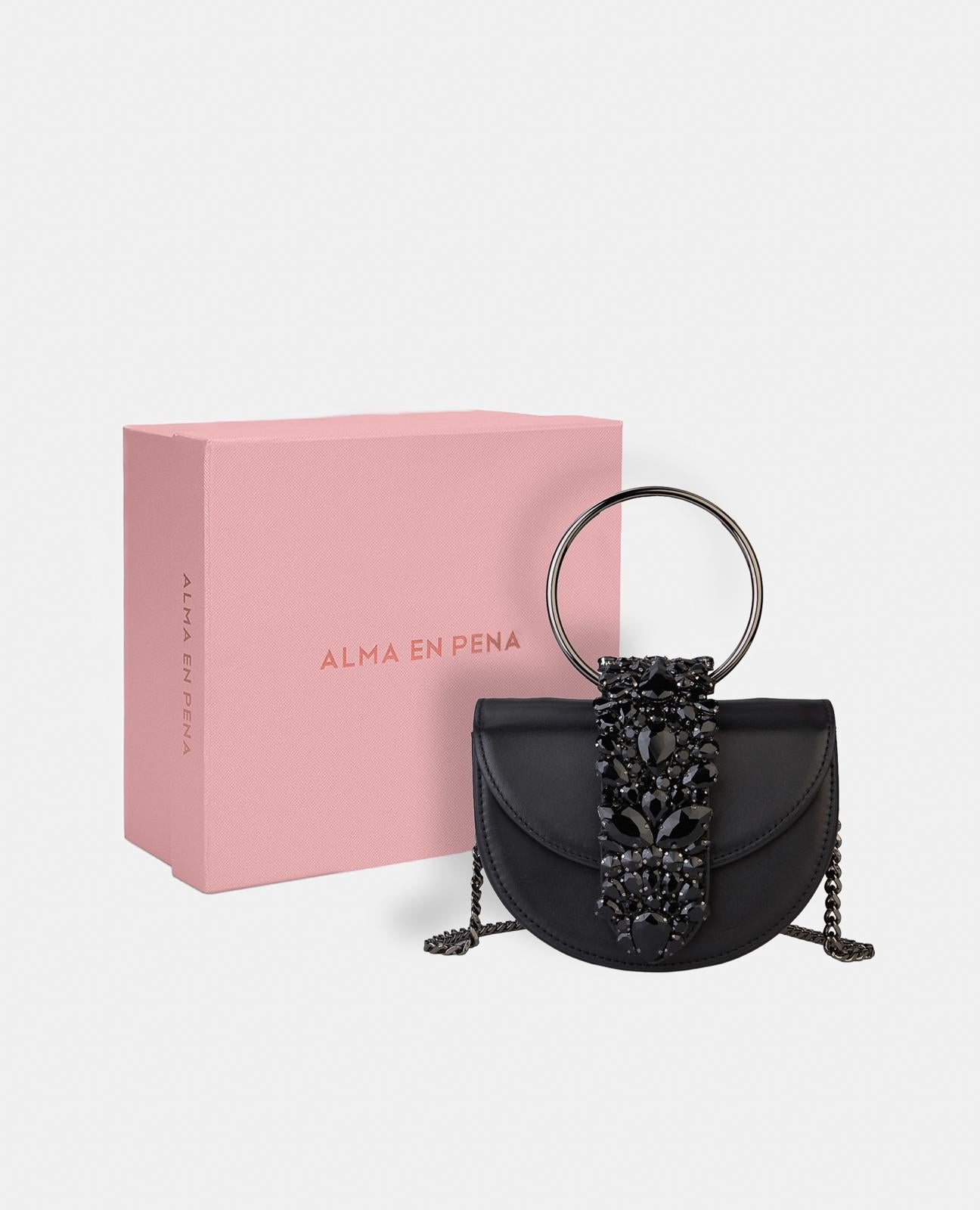 alma-en-pena-half-moon-bag-schwarz-leder-mit-schmuck image 5