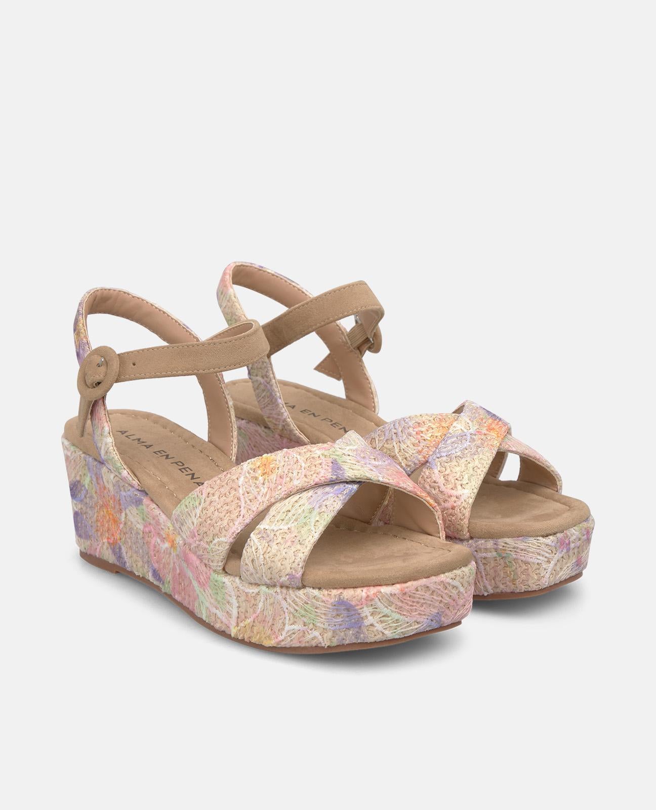alma-en-pena-multicolor-keil-sandalen-mit-vorderriemen-esparto-wedges image 2