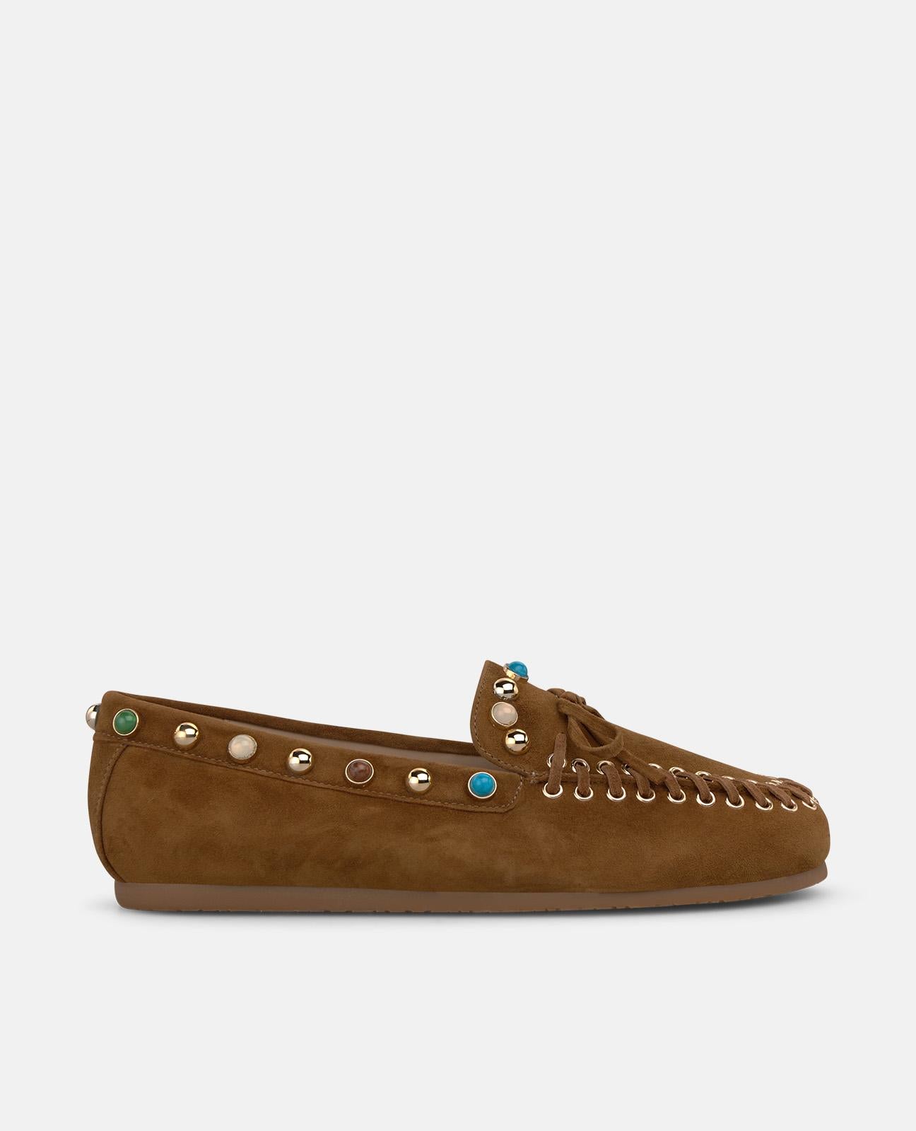 alma-en-pena-loafer-aus-veloursleder-mit-perlen-camel image 2