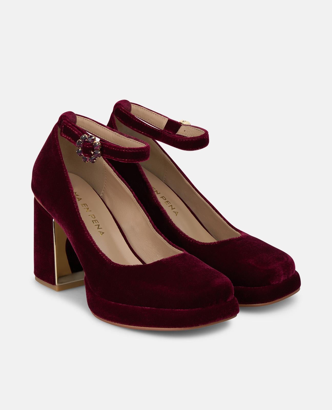 alma-en-pena-alfa-64286-pumps-mit-riemchen-samt-bordeaux-8-5-cm image 2