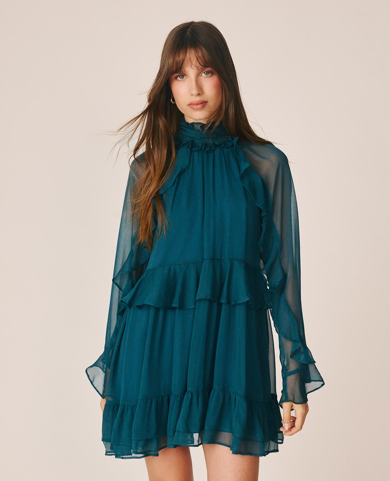 alma-en-pena-ruffle-mini-dress-chiffon-minikleid-blau image 3