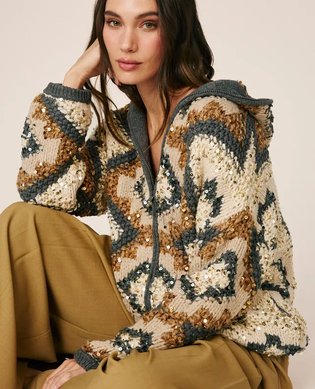 alma-en-pena-hooded-knit-cardigan-damen-strickjacke-mit-kapuze-braun image 1