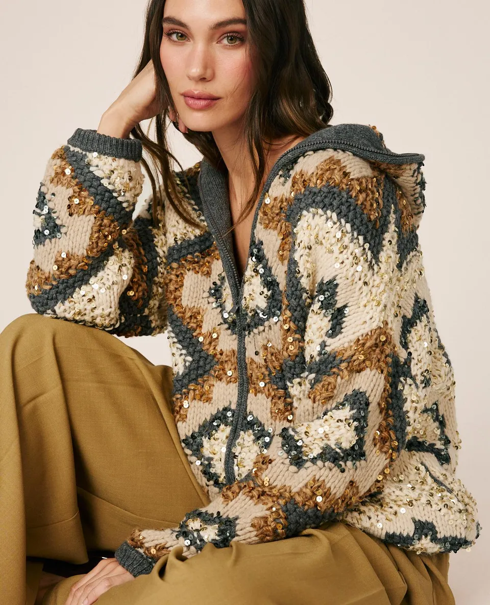 alma-en-pena-hooded-knit-cardigan-damen-strickjacke-mit-kapuze-braun image 1