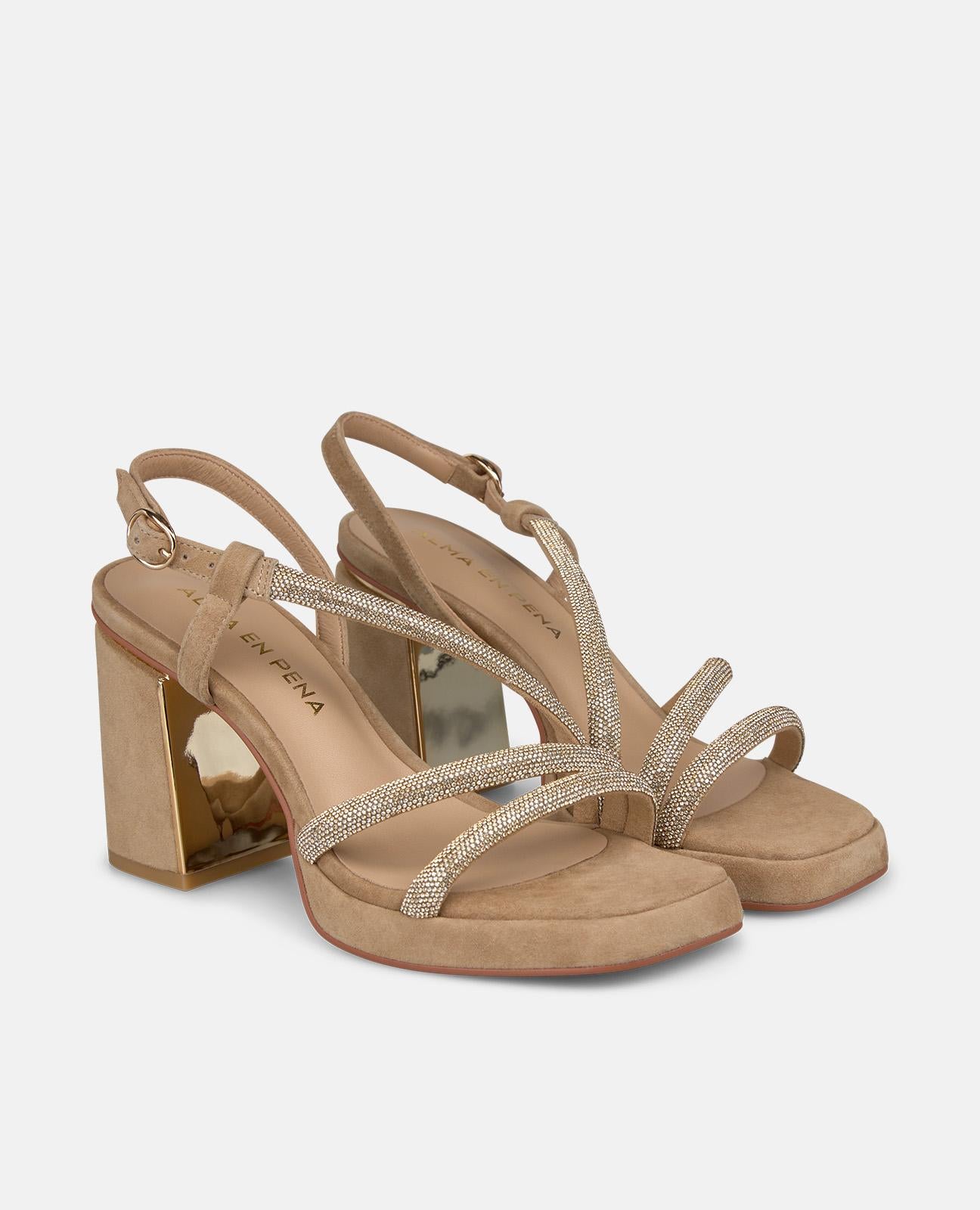 alma-en-pena-metallic-strap-sandalen-mit-blockabsatz-8-5-cm-arena image 2