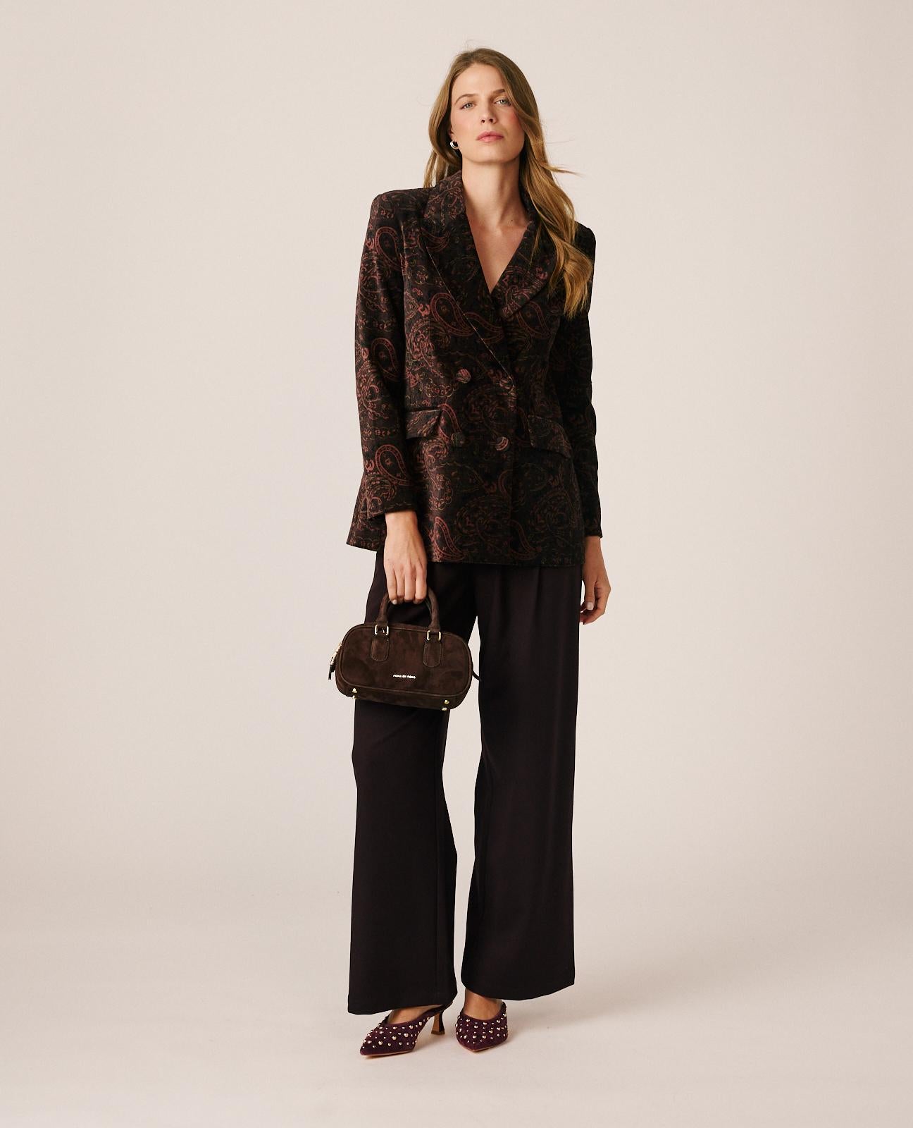 alma-en-pena-paisley-velvet-blazer-samtblazer-braun-wickeloptik image 2