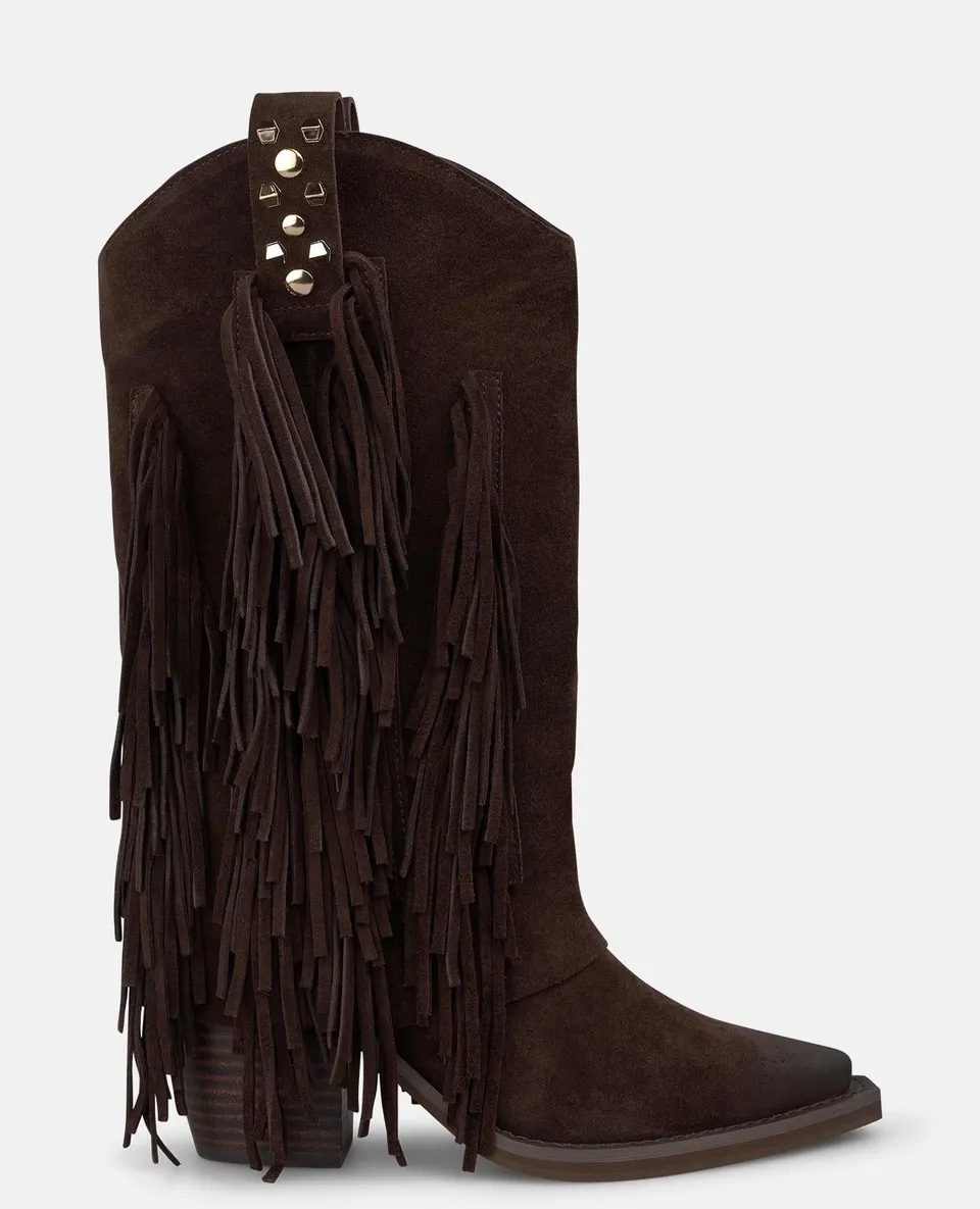 alma-en-pena-suede-cowboy-boots-mit-fransen-braun image 1
