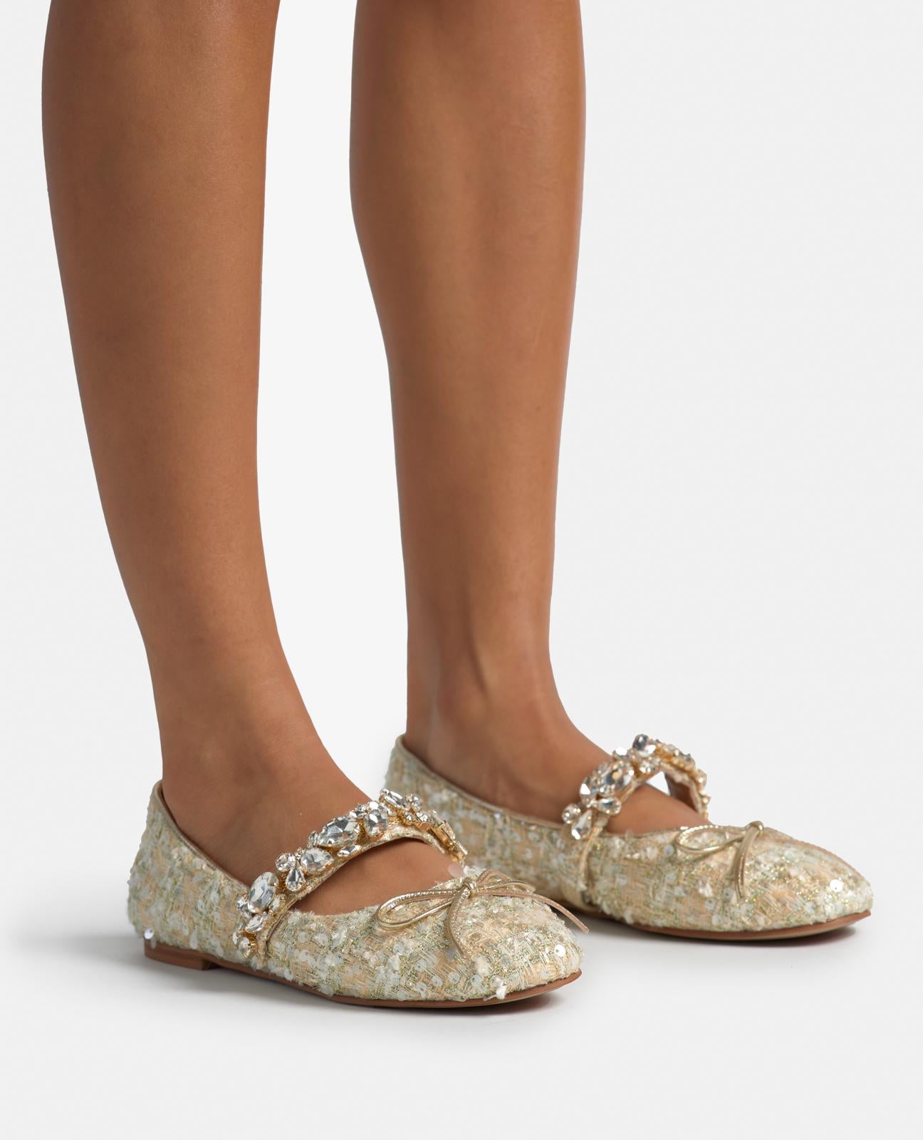 alma-en-pena-tweed-ballerina-gold-mit-strass-0-5-cm image 6