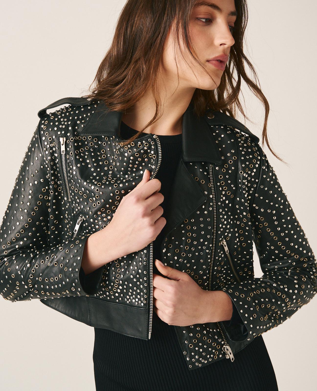 alma-en-pena-bikerjacke-mit-openwork-nieten-damen image 5