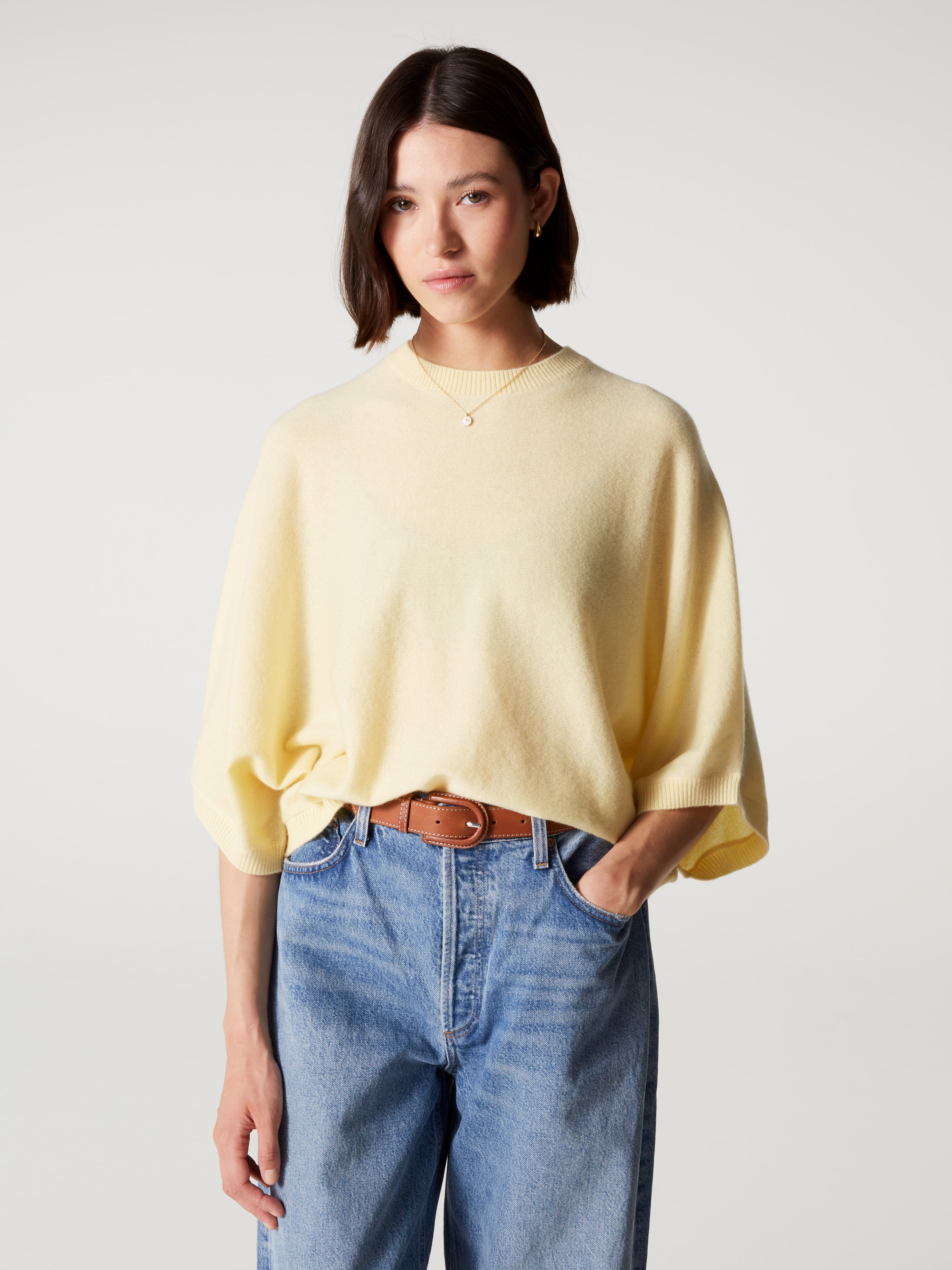 absolut-bettina-poncho-pullover-mit-rundhals-aus-kaschmir-light-yellow image 1