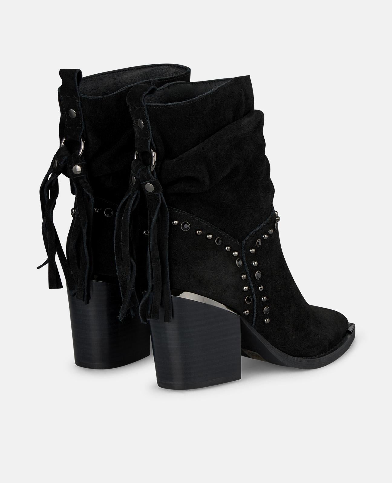 alma-en-pena-tassel-bootie-schwarze-cowboy-stiefeletten-mit-fransen-7-cm-absatz image 3