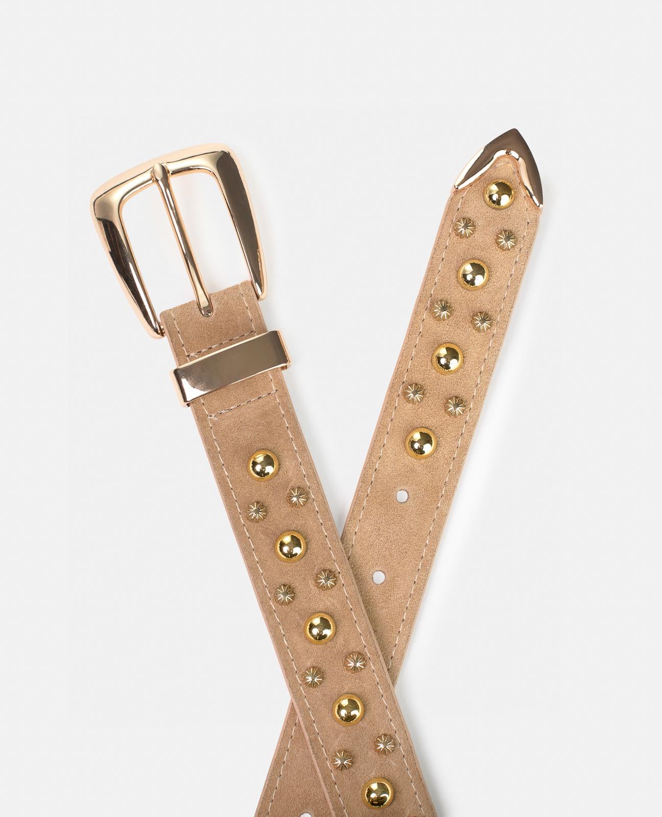 alma-en-pena-g-rtel-mit-metallic-nieten-aus-leder-3-cm-braun image 2