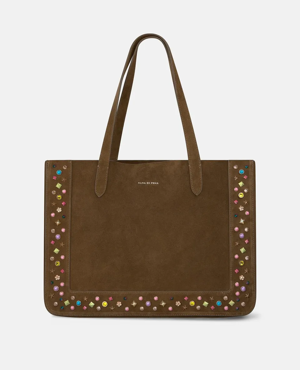 alma-en-pena-studded-shopper-bag-leder-shopper-camel-mit-nieten image 1