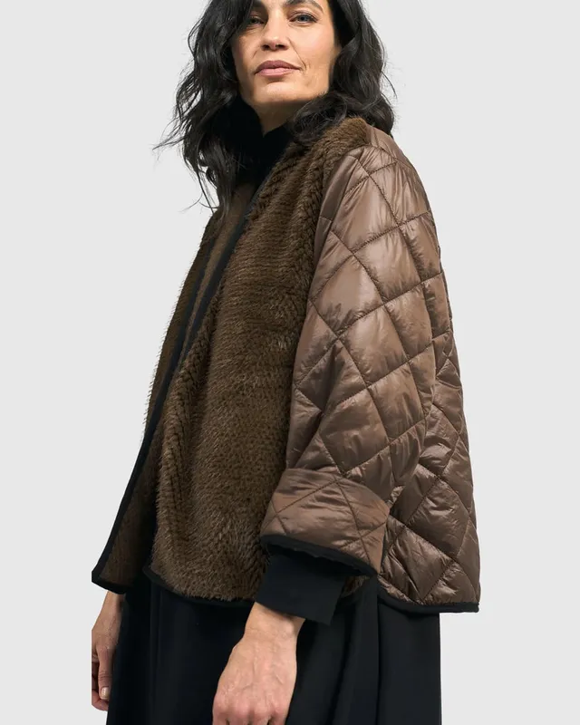 alembika-bonbon-jacke-chocolate-kunstfell-steppjacke-aj702c image 1