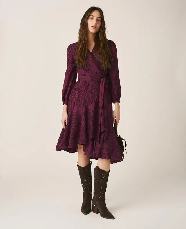 alma-en-pena-jacquard-dress-jacquard-kleid-midi-langarm-violett image 1