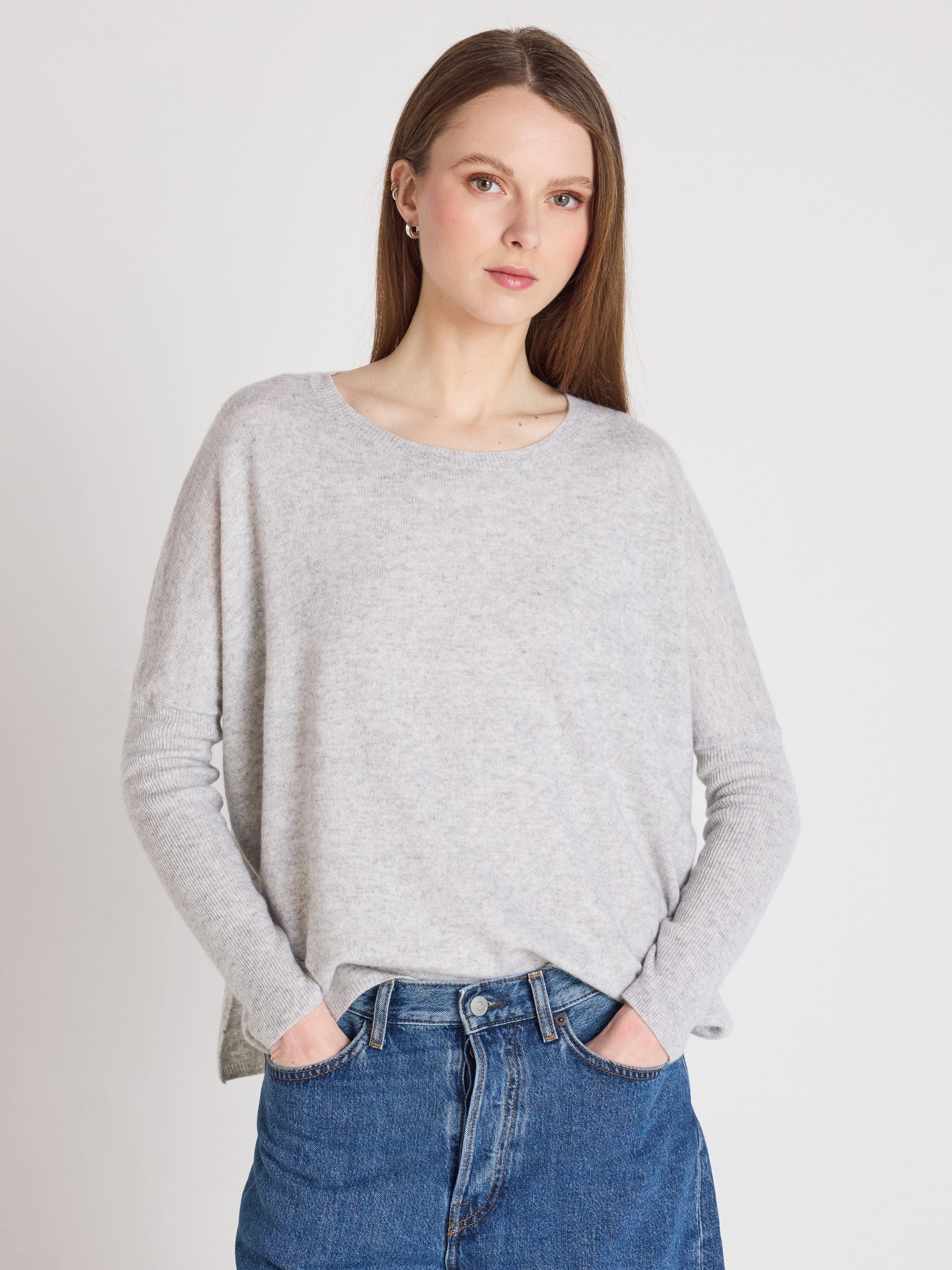 absolut-pull-poncho-astrid-damen-kaschmir-rundhals-hellgrau image 2