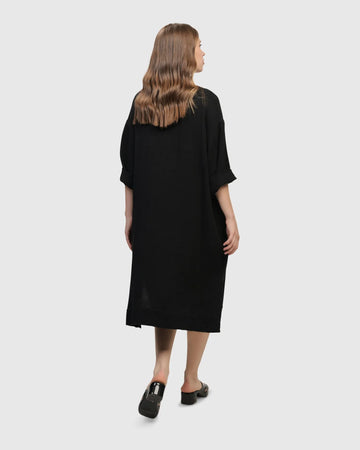 alembika-oasis-t-shirt-kleid-schwarz-midi-kaftan-kleid-aus-baumwolle image 7