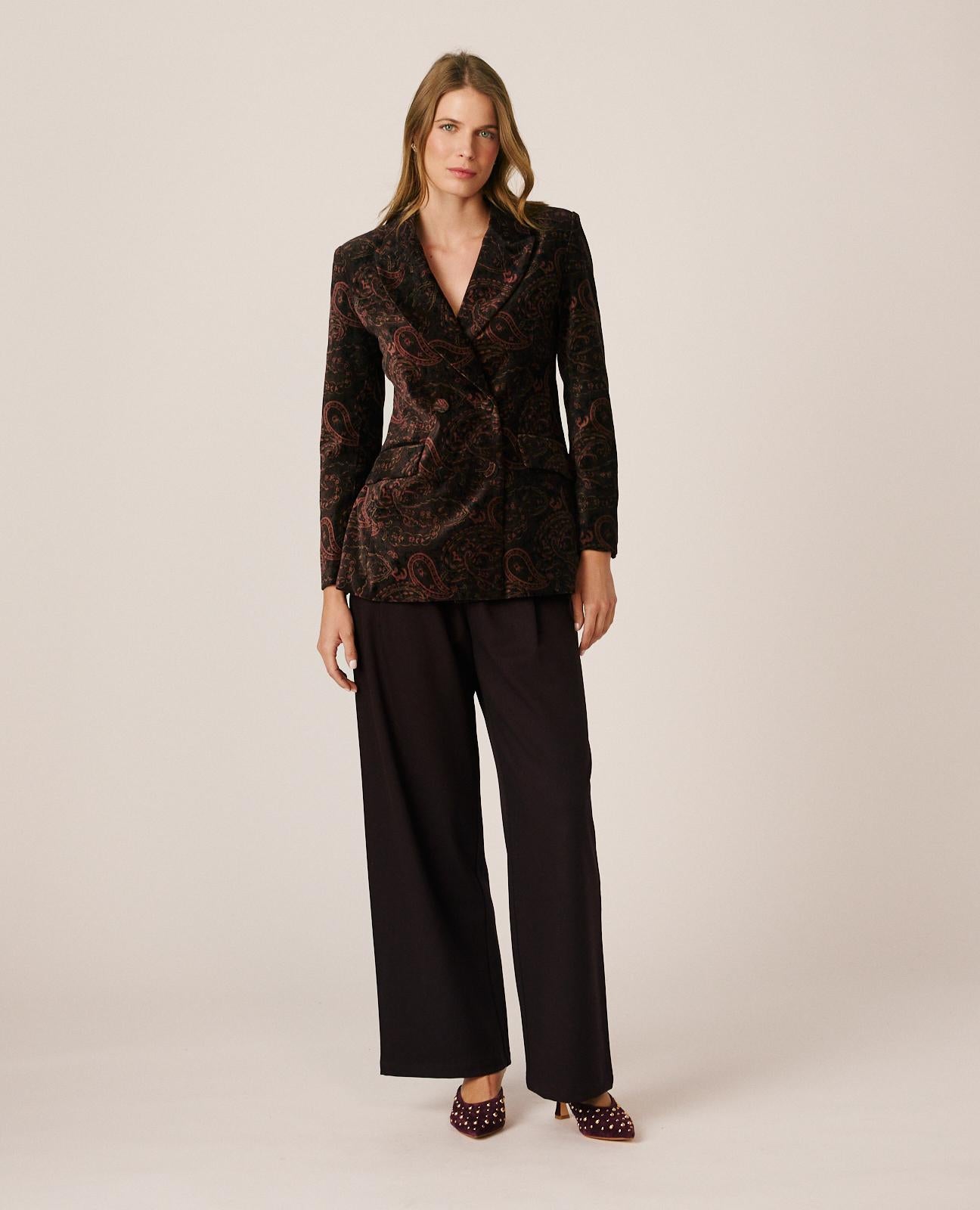 alma-en-pena-paisley-velvet-blazer-samtblazer-braun-wickeloptik image 5