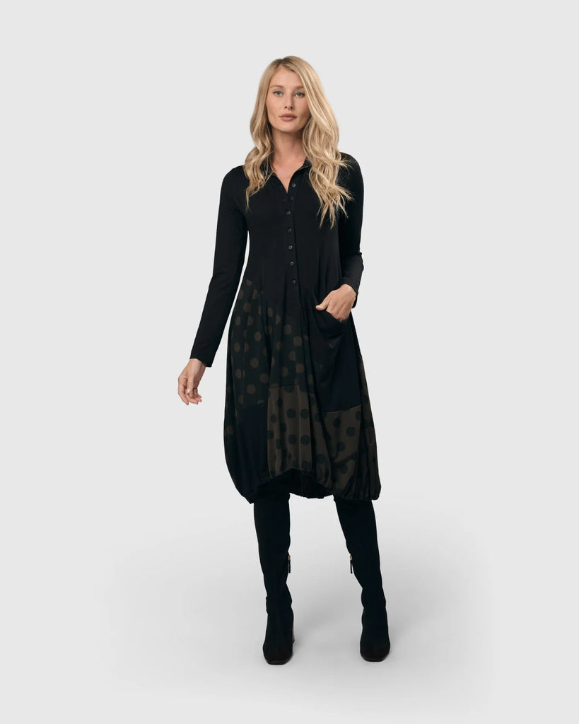 alembika-tekbika-dot-wonderful-kleid-black-khaki image 1