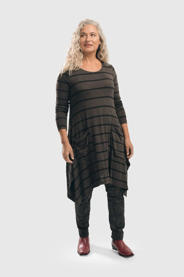 alembika-linear-tunic-top-black-brown-langarmtunika image 5