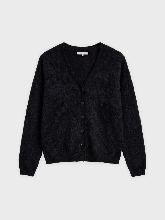 absolut-cardigan-debora-damen-kaschmir-geb-rstet-schwarz-oversize image 1