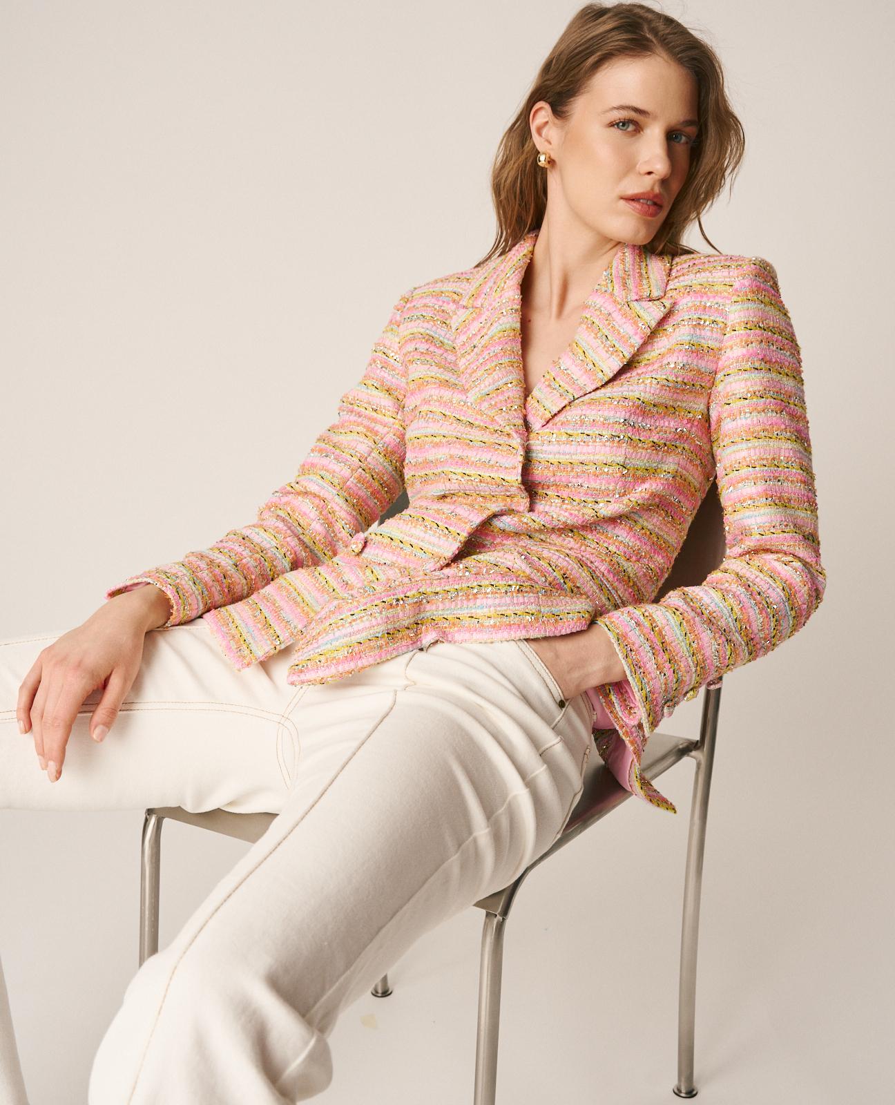 alma-en-pena-striped-blazer-tweed-multicolor-fitted image 6