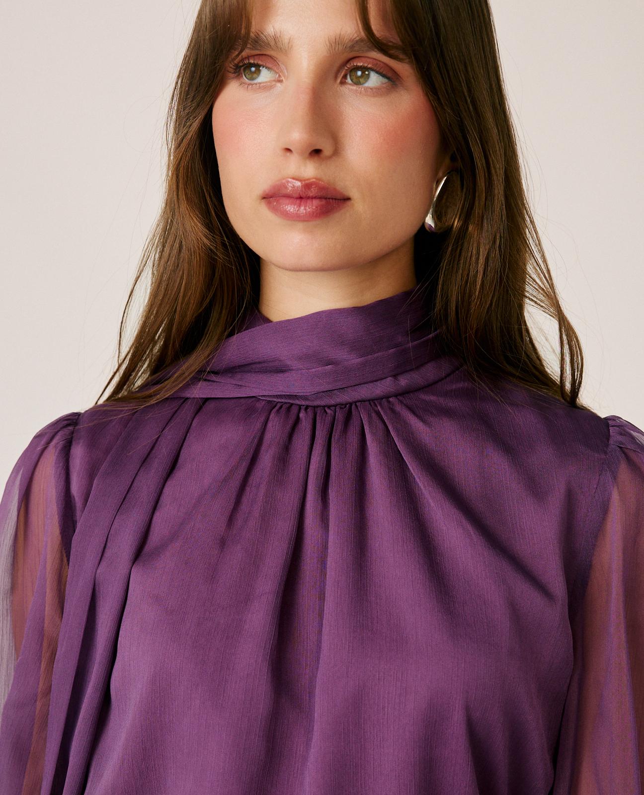 alma-en-pena-chiffon-bluse-mit-schleife-lavendel image 4