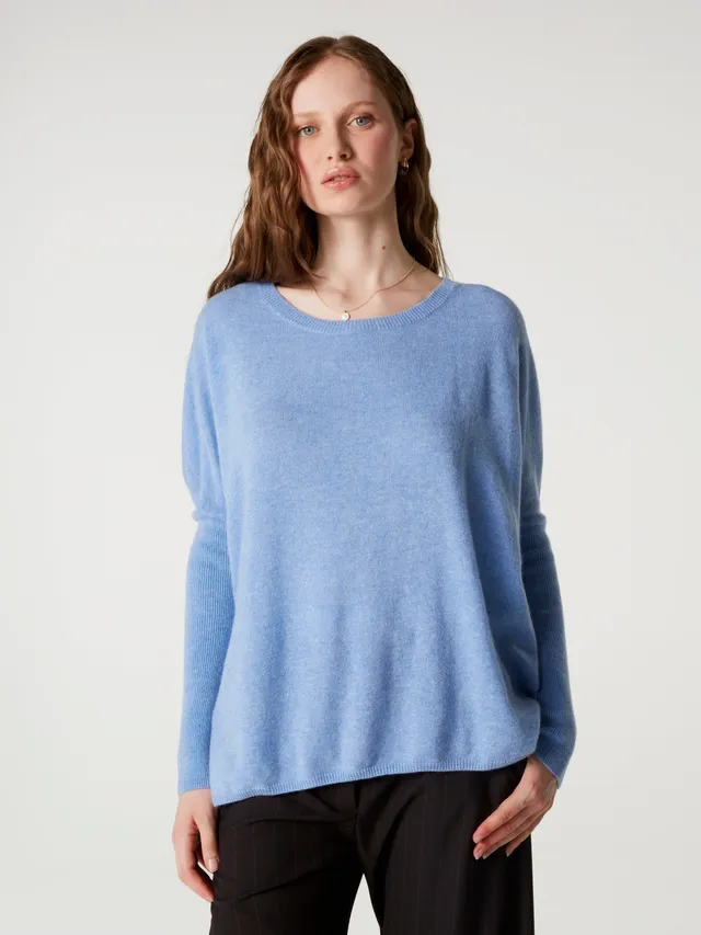absolut-astrid-pullover-poncho-100-kaschmir-rundhals-langarm-blau-chambray-blue image 1